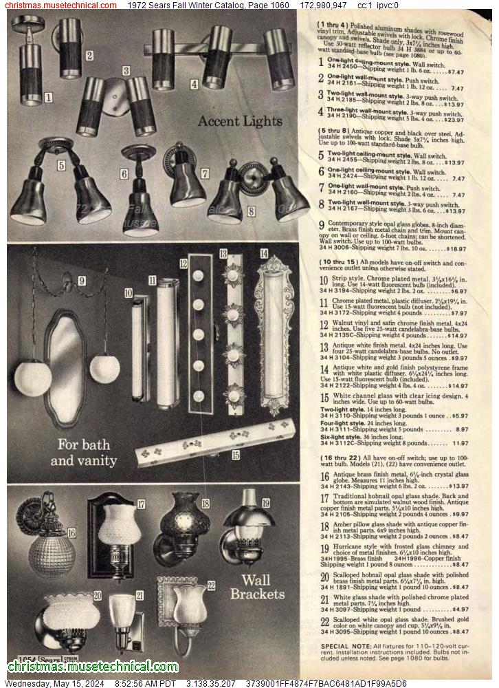 1972 Sears Fall Winter Catalog, Page 1060
