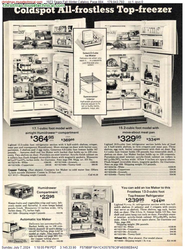 1973 Sears Fall Winter Catalog, Page 884