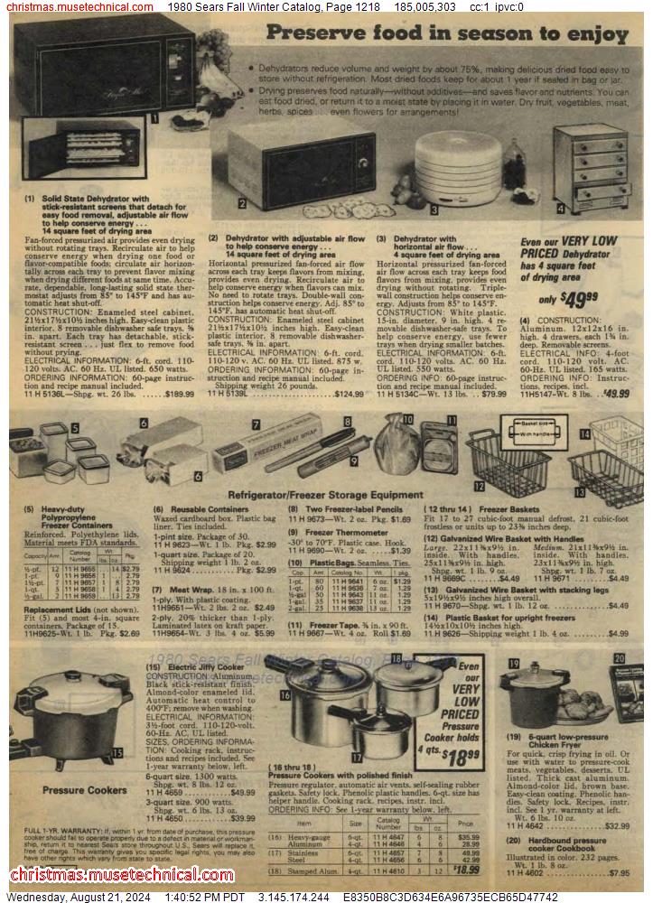 1980 Sears Fall Winter Catalog, Page 1218