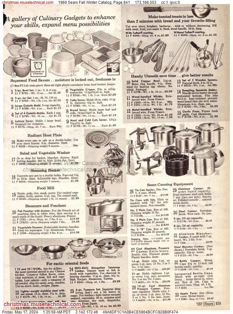 1969 Sears Fall Winter Catalog, Page 841
