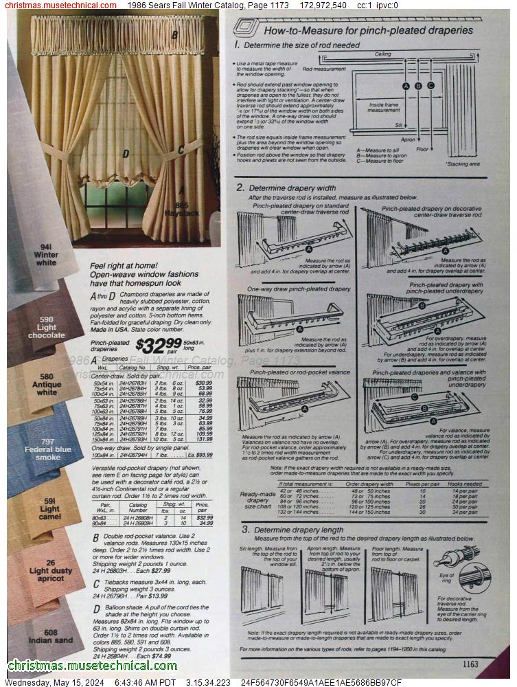 1986 Sears Fall Winter Catalog, Page 1173