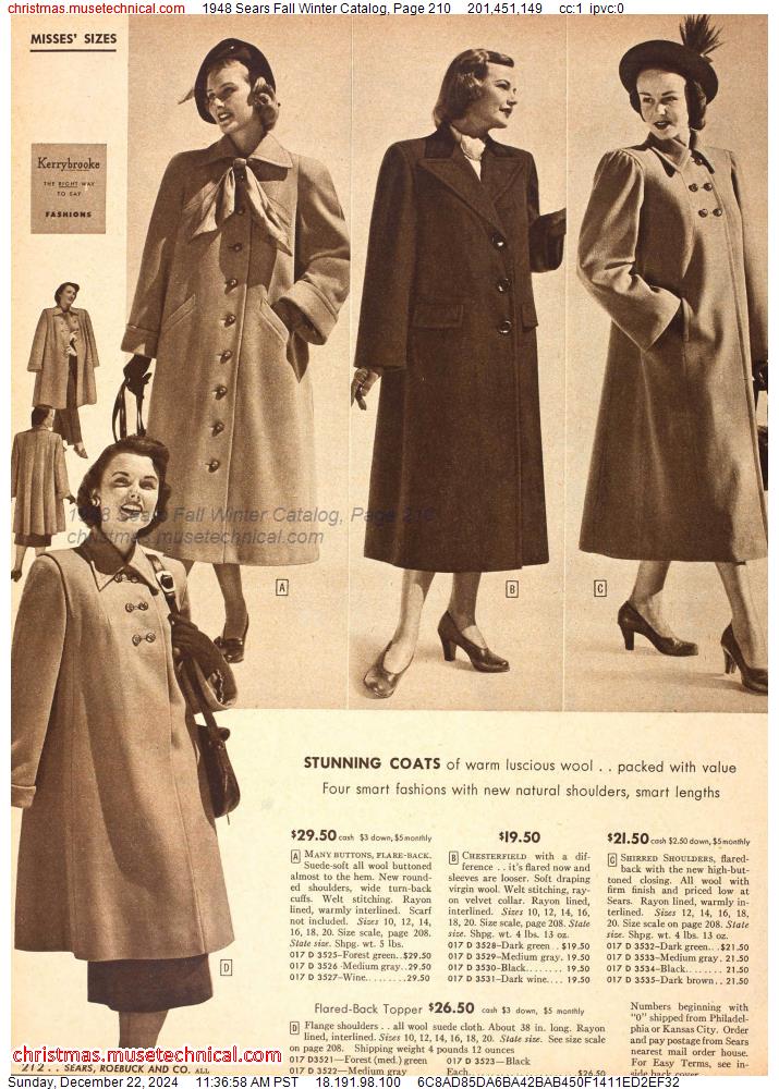 1948 Sears Fall Winter Catalog, Page 210