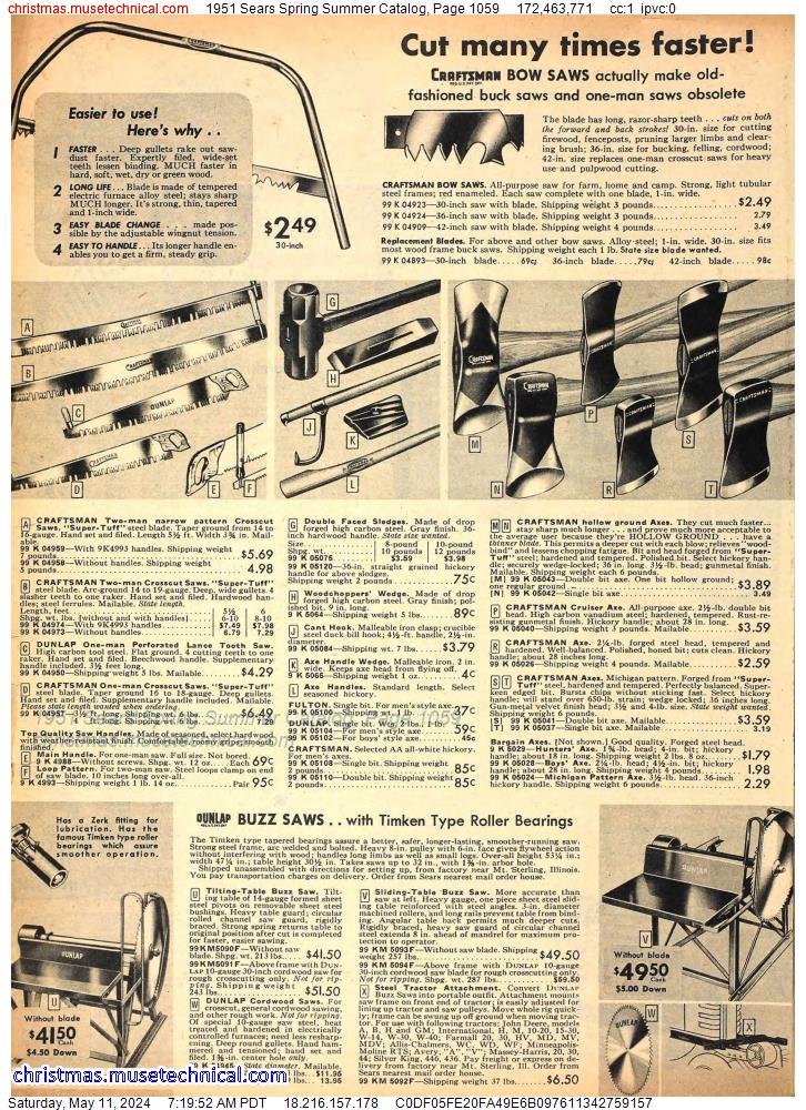 1951 Sears Spring Summer Catalog, Page 1059