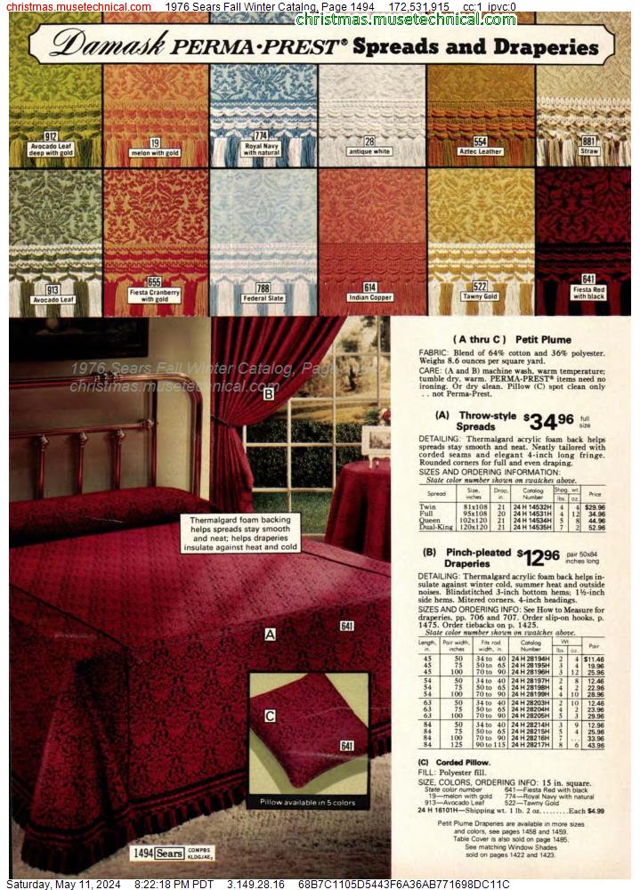 1976 Sears Fall Winter Catalog, Page 1494
