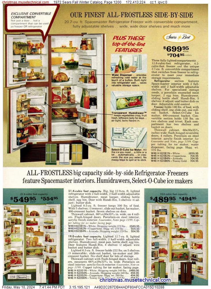 1972 Sears Fall Winter Catalog, Page 1200