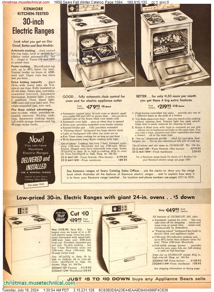 1958 Sears Fall Winter Catalog, Page 1084