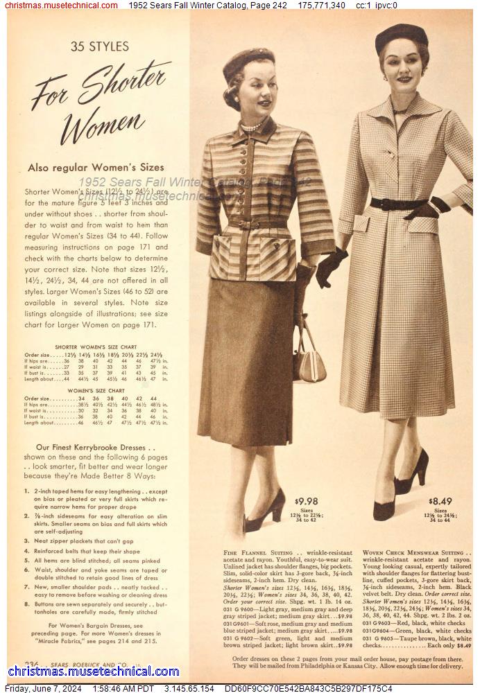 1952 Sears Fall Winter Catalog, Page 242