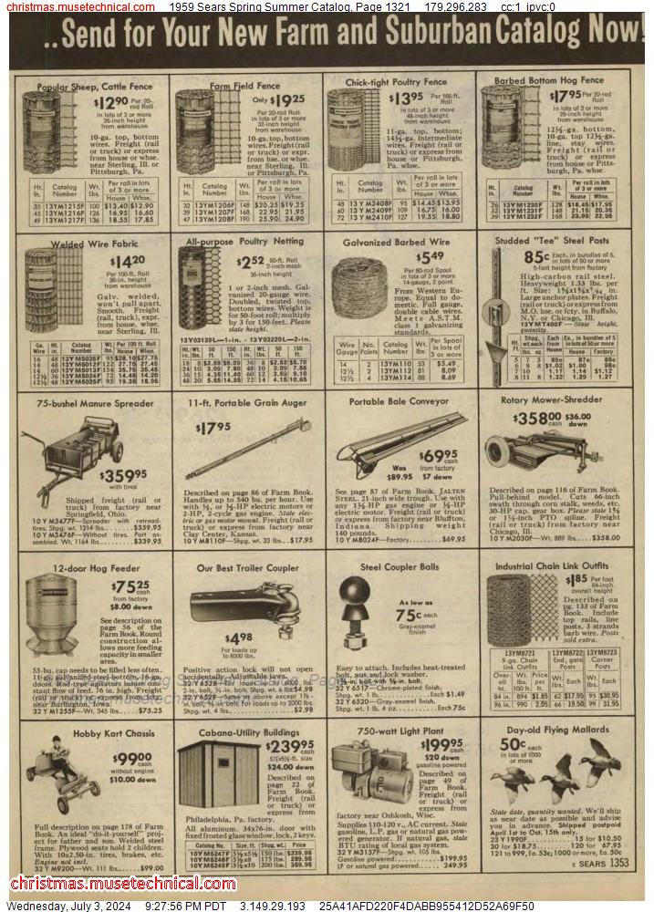 1959 Sears Spring Summer Catalog, Page 1321