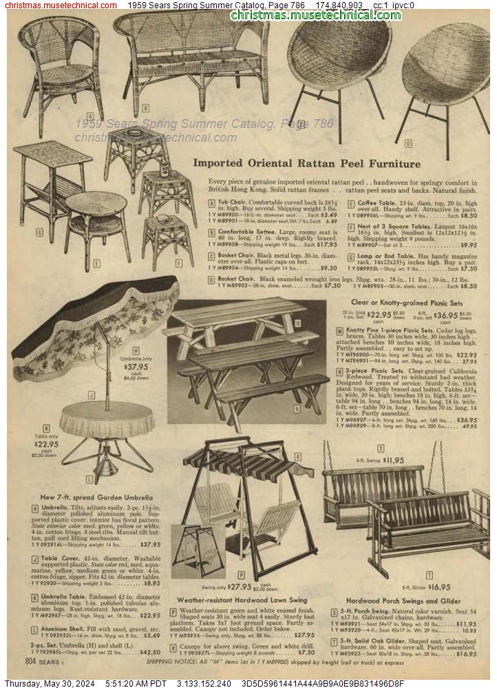 1959 Sears Spring Summer Catalog, Page 786