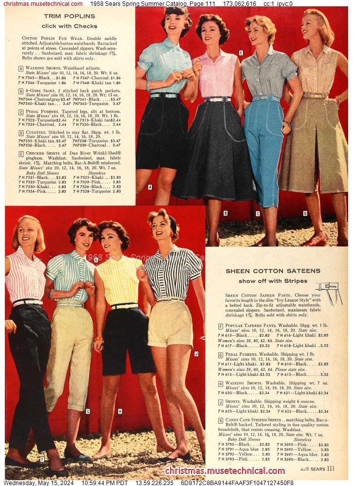 1958 Sears Spring Summer Catalog, Page 111
