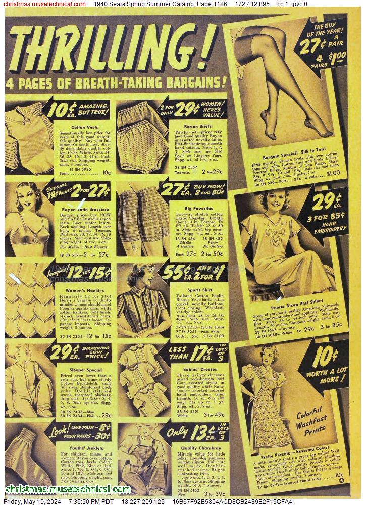 1940 Sears Spring Summer Catalog, Page 1186