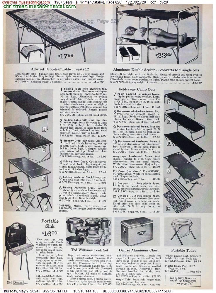 1967 Sears Fall Winter Catalog, Page 826