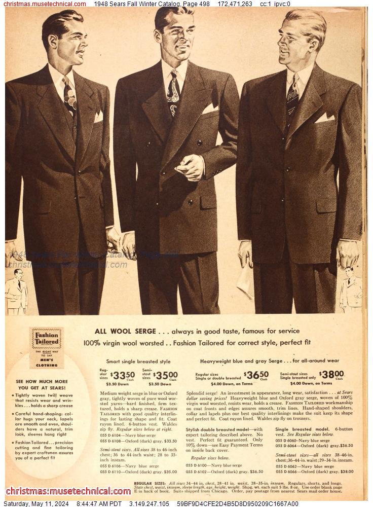 1948 Sears Fall Winter Catalog, Page 498