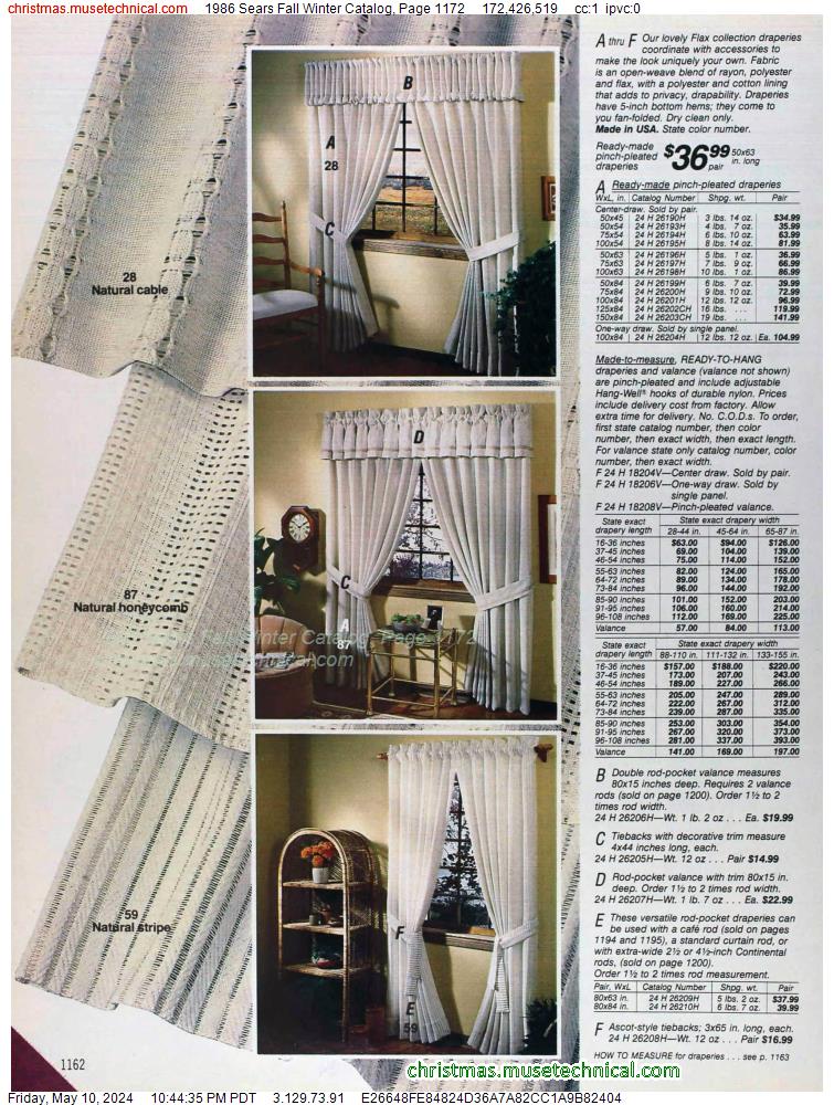 1986 Sears Fall Winter Catalog, Page 1172