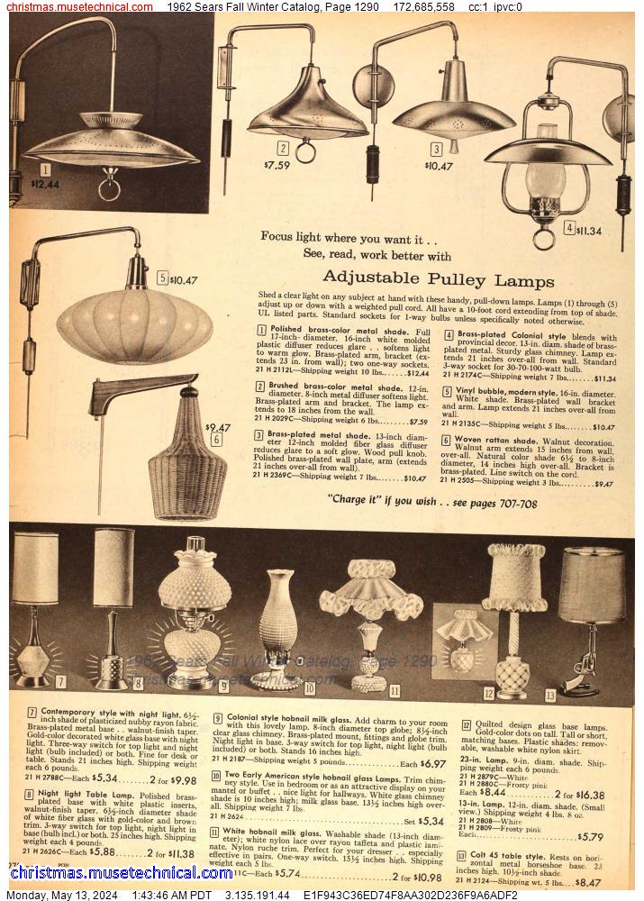 1962 Sears Fall Winter Catalog, Page 1290