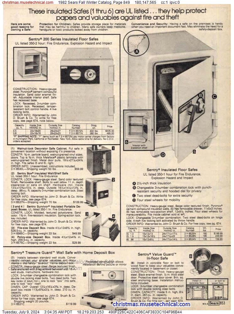 1982 Sears Fall Winter Catalog, Page 849