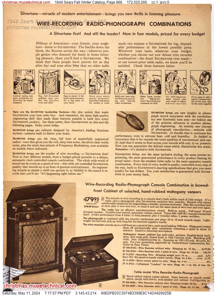 1948 Sears Fall Winter Catalog, Page 866