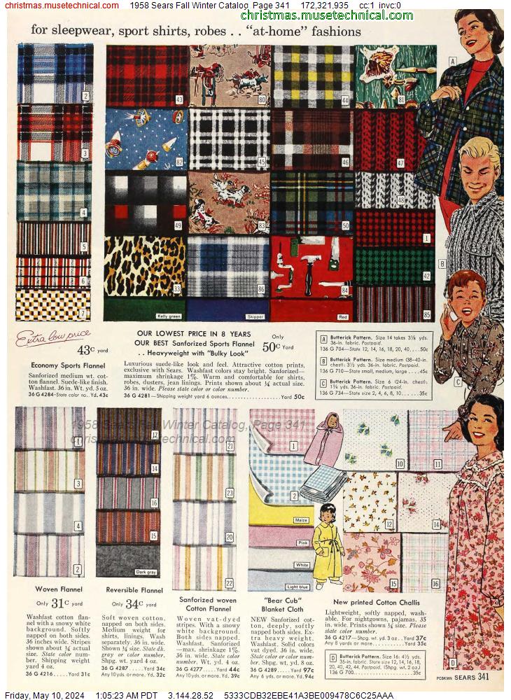 1958 Sears Fall Winter Catalog, Page 341