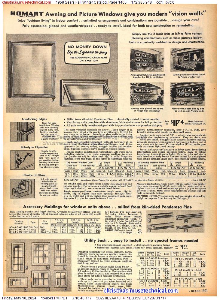 1958 Sears Fall Winter Catalog, Page 1405