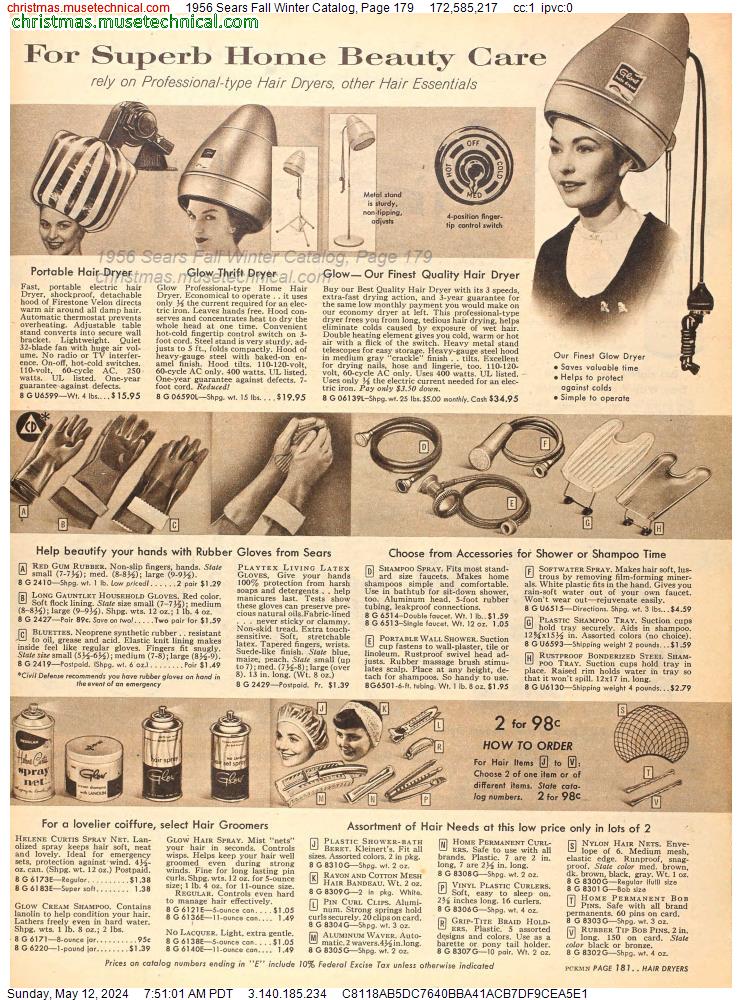 1956 Sears Fall Winter Catalog, Page 179