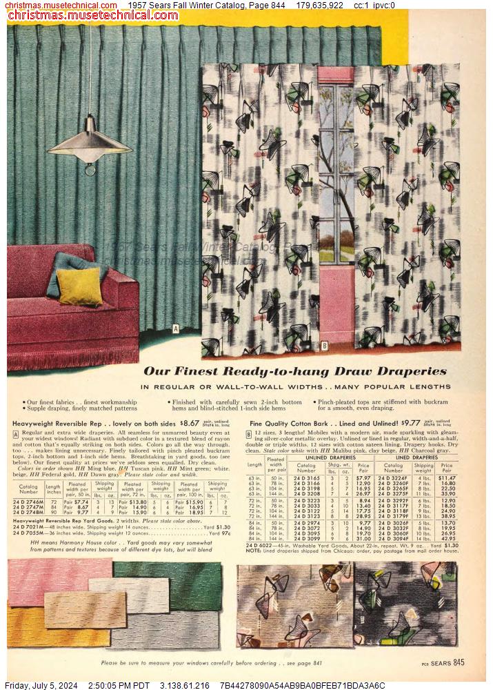 1957 Sears Fall Winter Catalog, Page 844