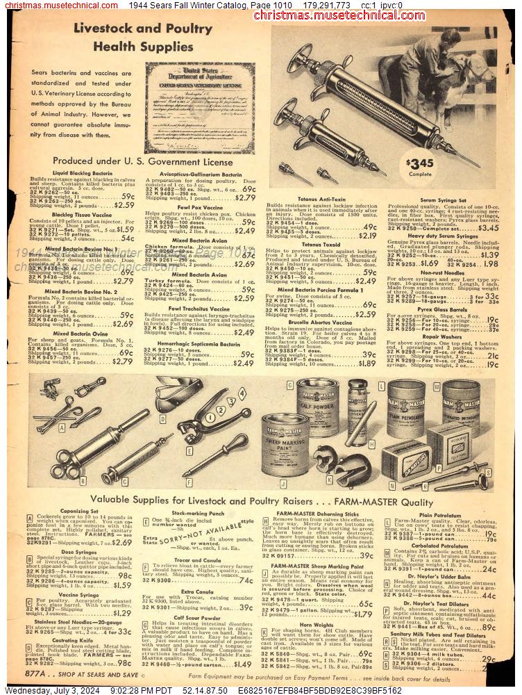 1944 Sears Fall Winter Catalog, Page 1010