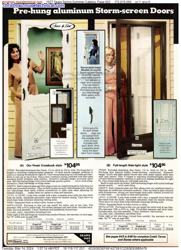 1977 Sears Spring Summer Catalog, Page 852