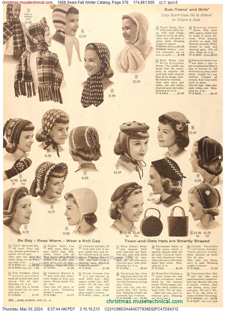 1956 Sears Fall Winter Catalog, Page 376