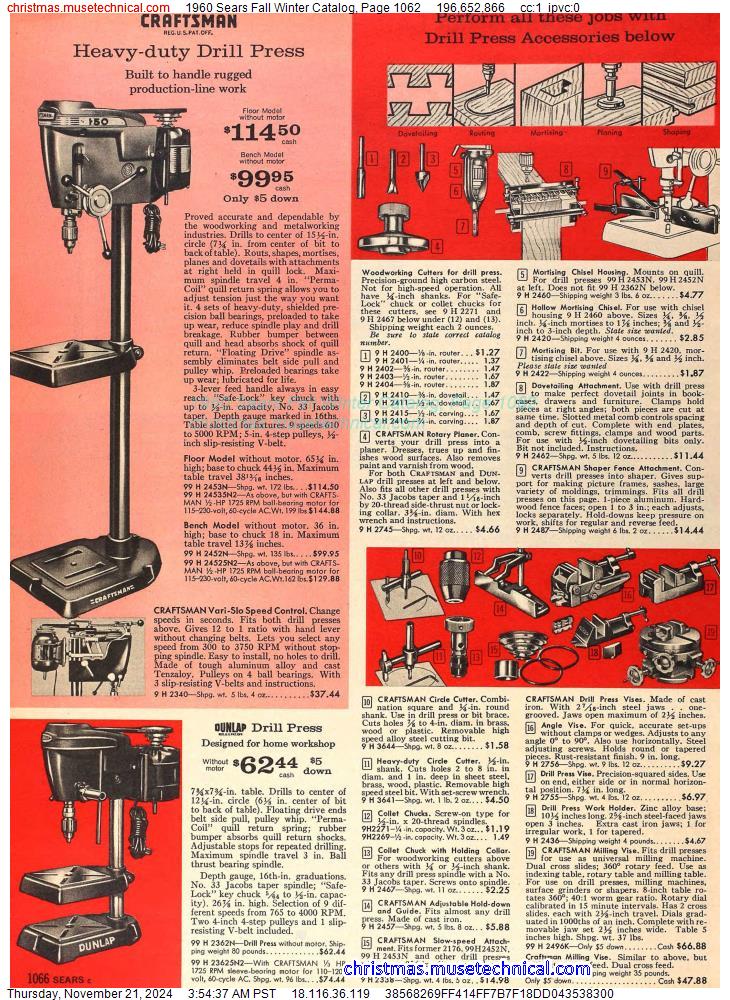 1960 Sears Fall Winter Catalog, Page 1062