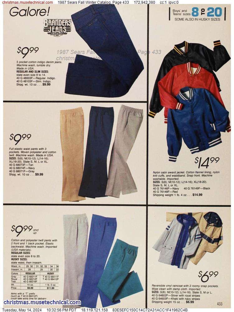 1987 Sears Fall Winter Catalog, Page 433