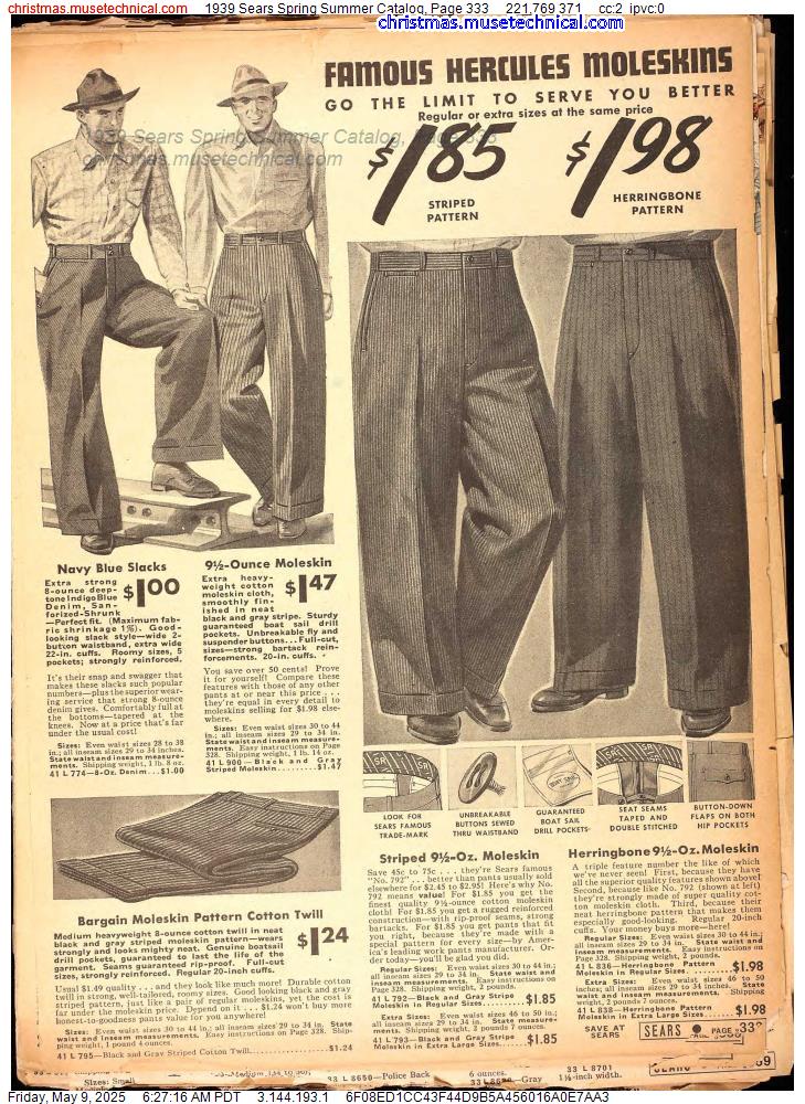 1939 Sears Spring Summer Catalog, Page 333