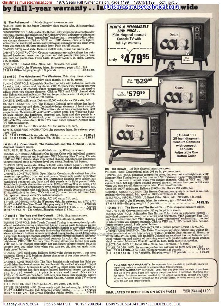 1976 Sears Fall Winter Catalog, Page 1199