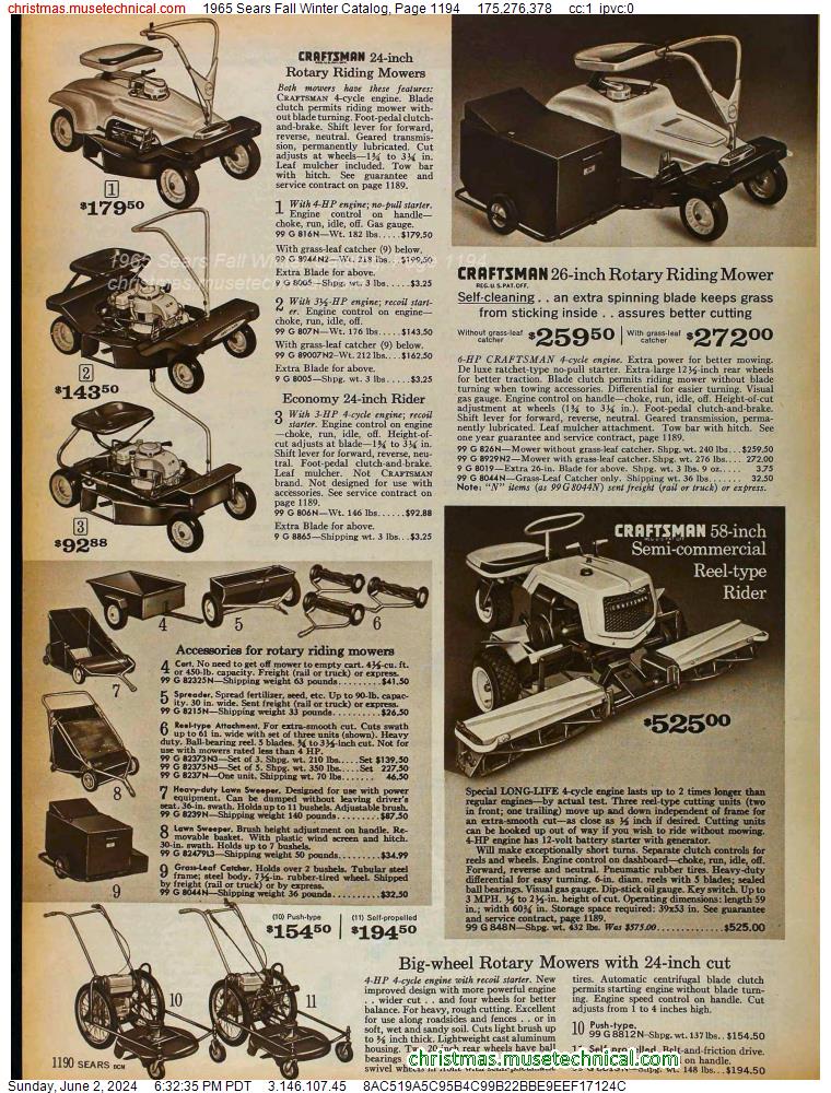 1965 Sears Fall Winter Catalog, Page 1194