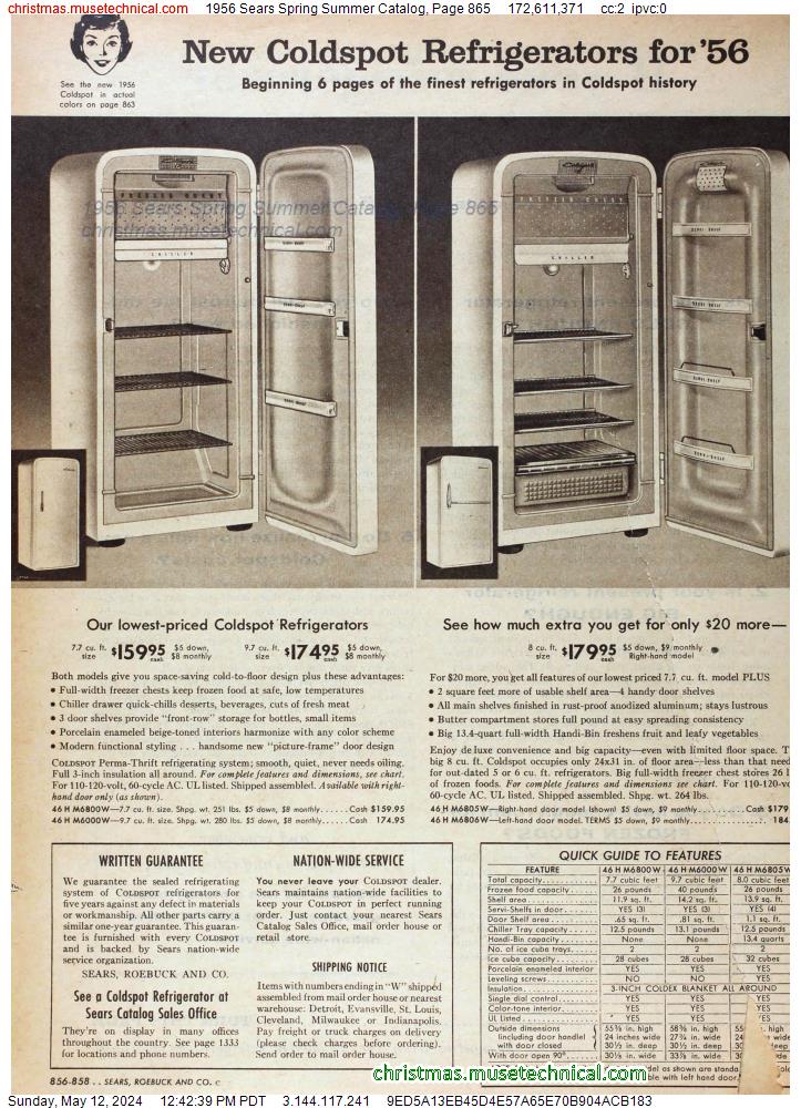 1956 Sears Spring Summer Catalog, Page 865