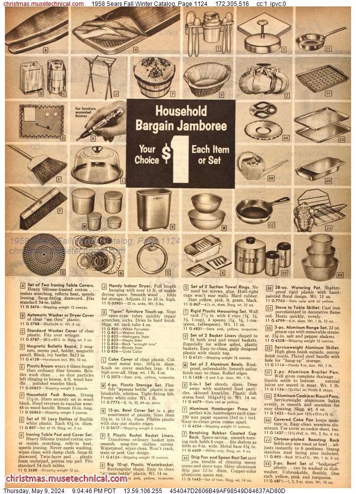 1958 Sears Fall Winter Catalog, Page 1124