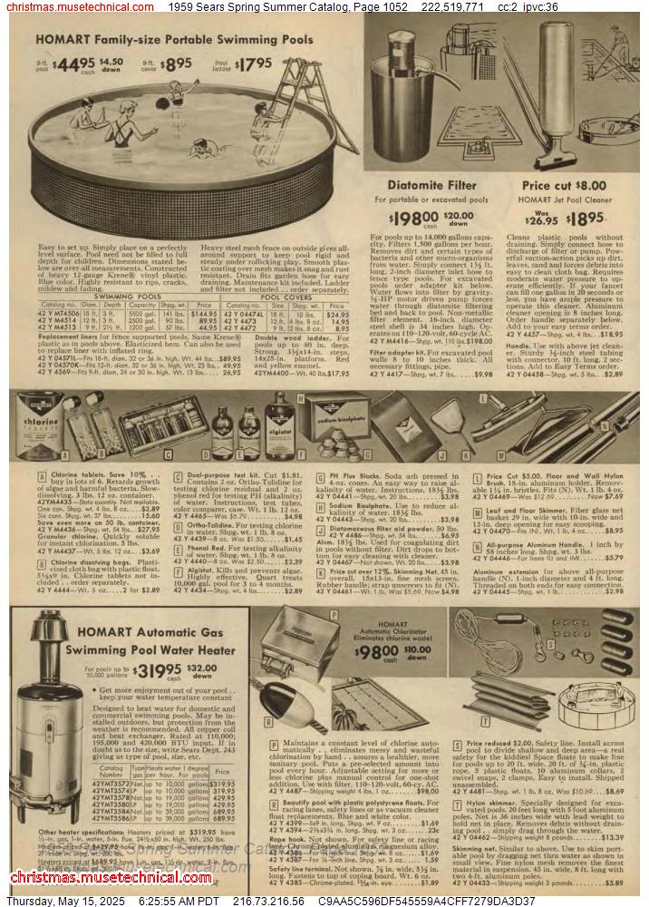 1959 Sears Spring Summer Catalog, Page 1052