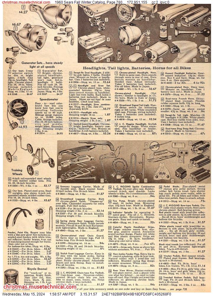 1960 Sears Fall Winter Catalog, Page 780