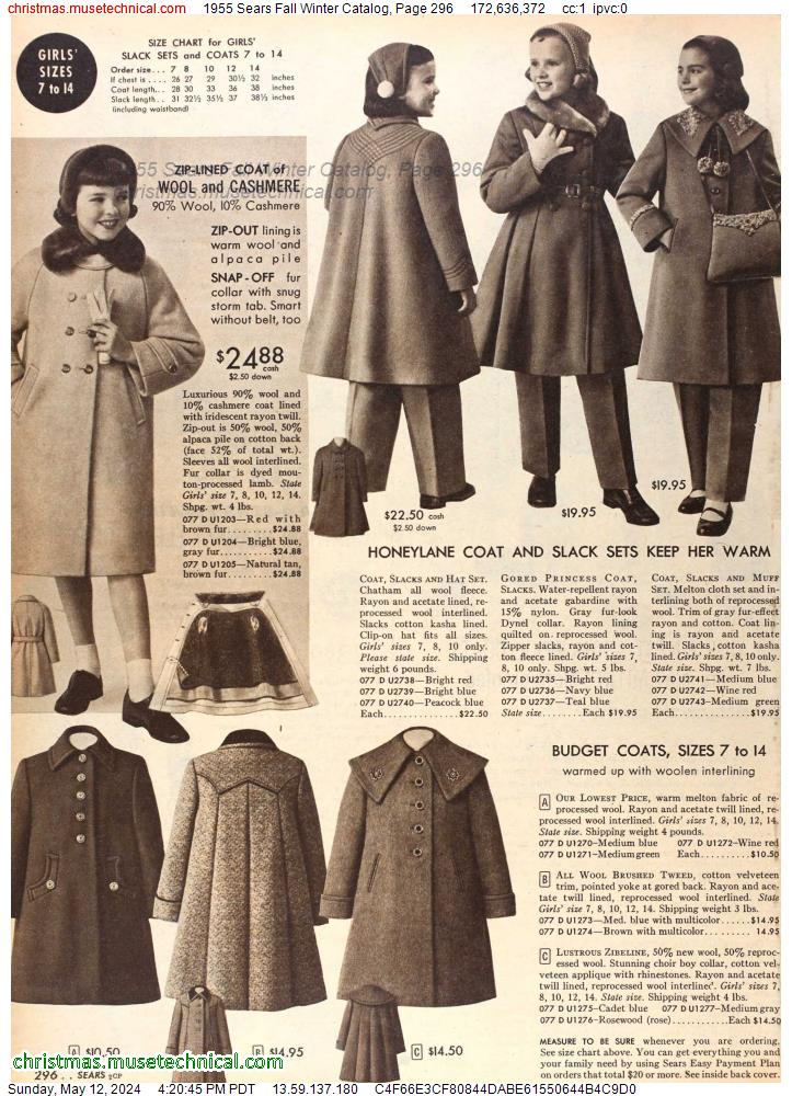 1955 Sears Fall Winter Catalog, Page 296