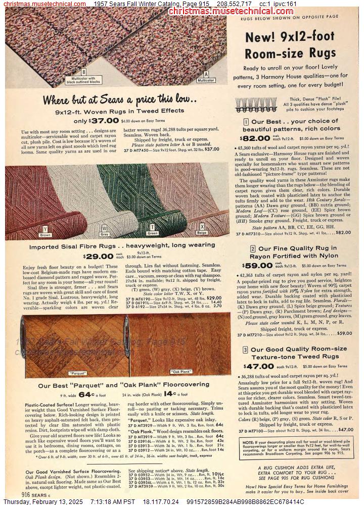 1957 Sears Fall Winter Catalog, Page 915