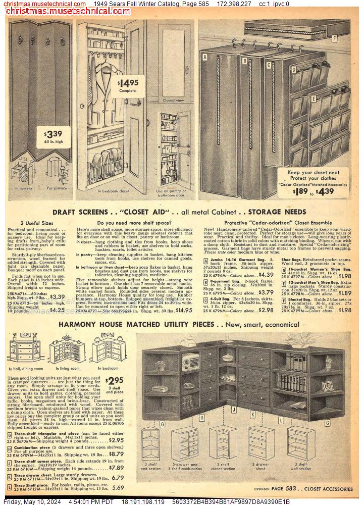 1949 Sears Fall Winter Catalog, Page 585