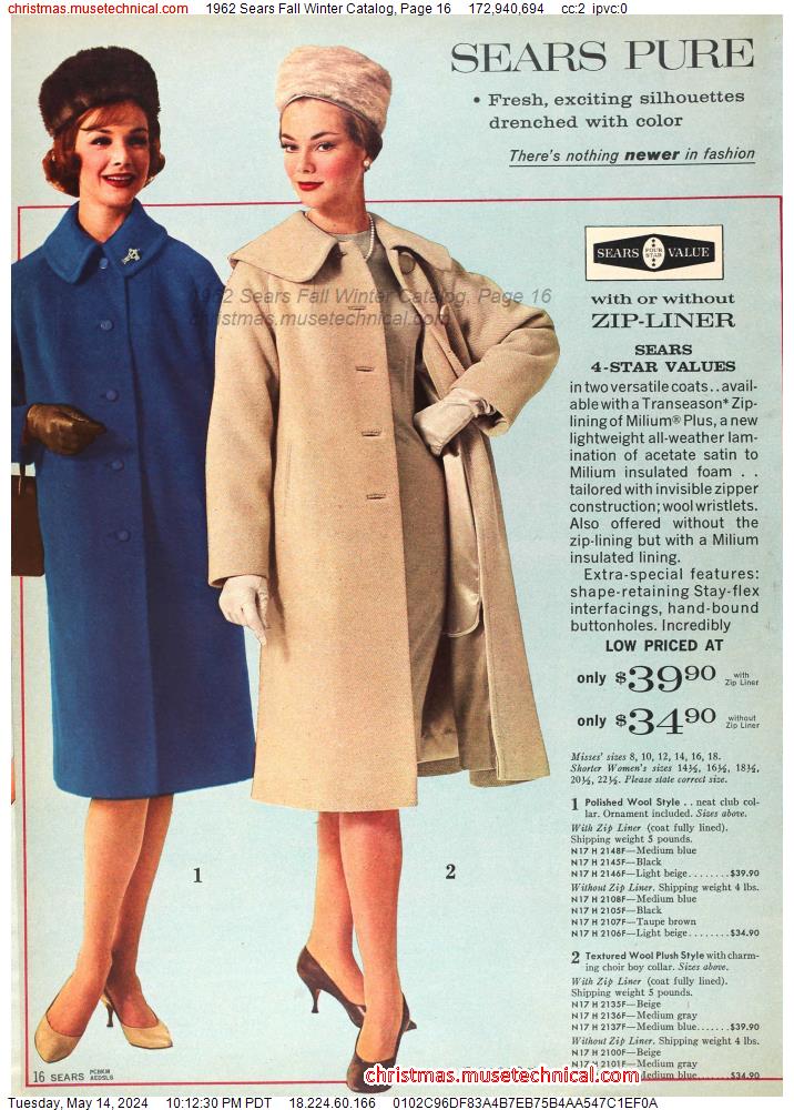 1962 Sears Fall Winter Catalog, Page 16