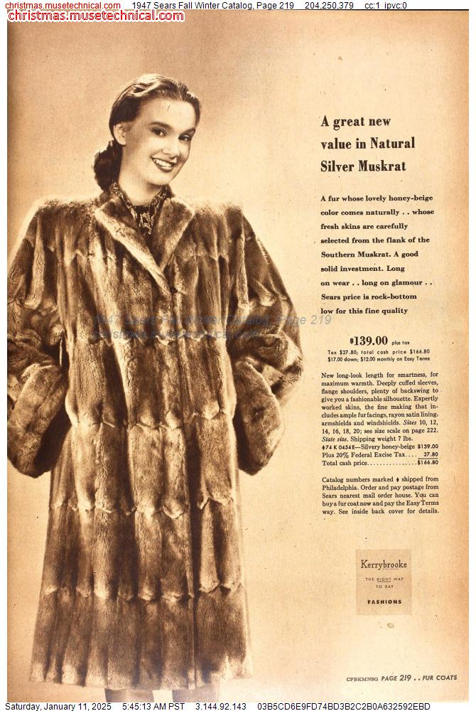 1947 Sears Fall Winter Catalog, Page 219