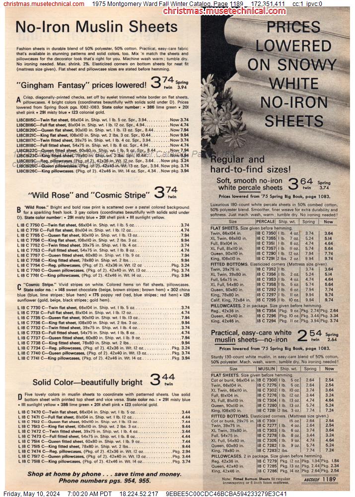 1975 Montgomery Ward Fall Winter Catalog, Page 1189