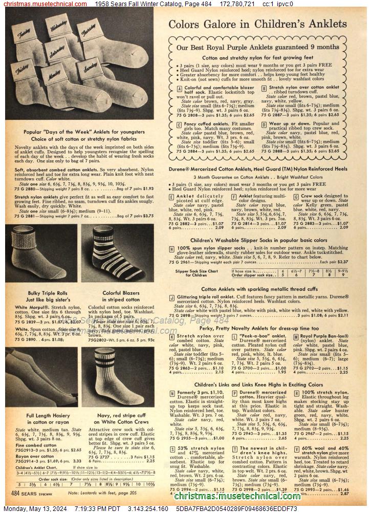 1958 Sears Fall Winter Catalog, Page 484
