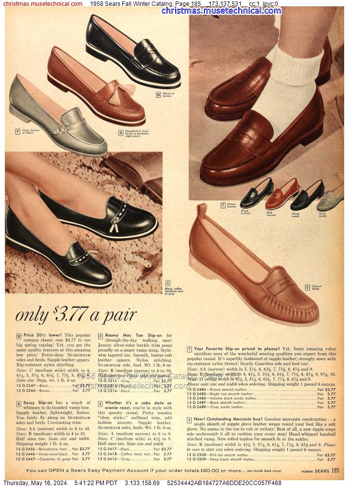 1958 Sears Fall Winter Catalog, Page 185