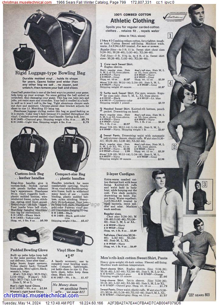 1966 Sears Fall Winter Catalog, Page 799