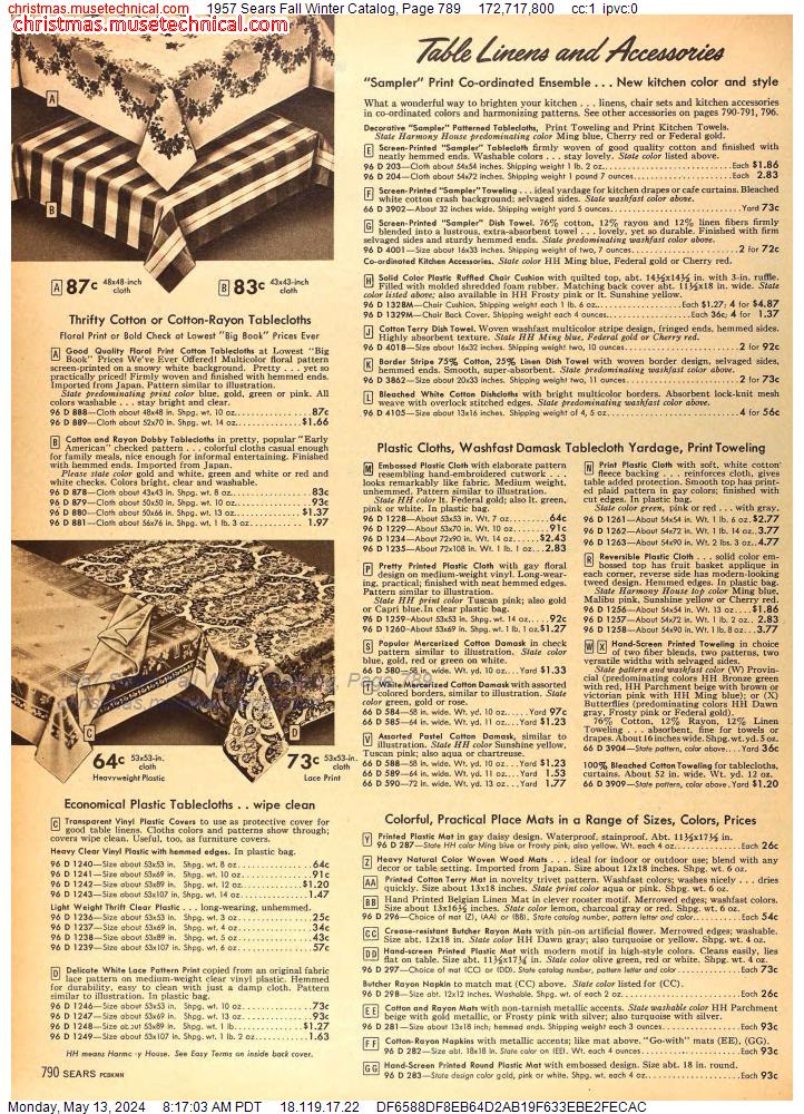 1957 Sears Fall Winter Catalog, Page 789