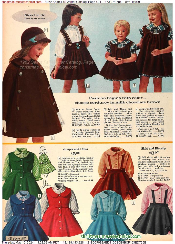 1962 Sears Fall Winter Catalog, Page 421