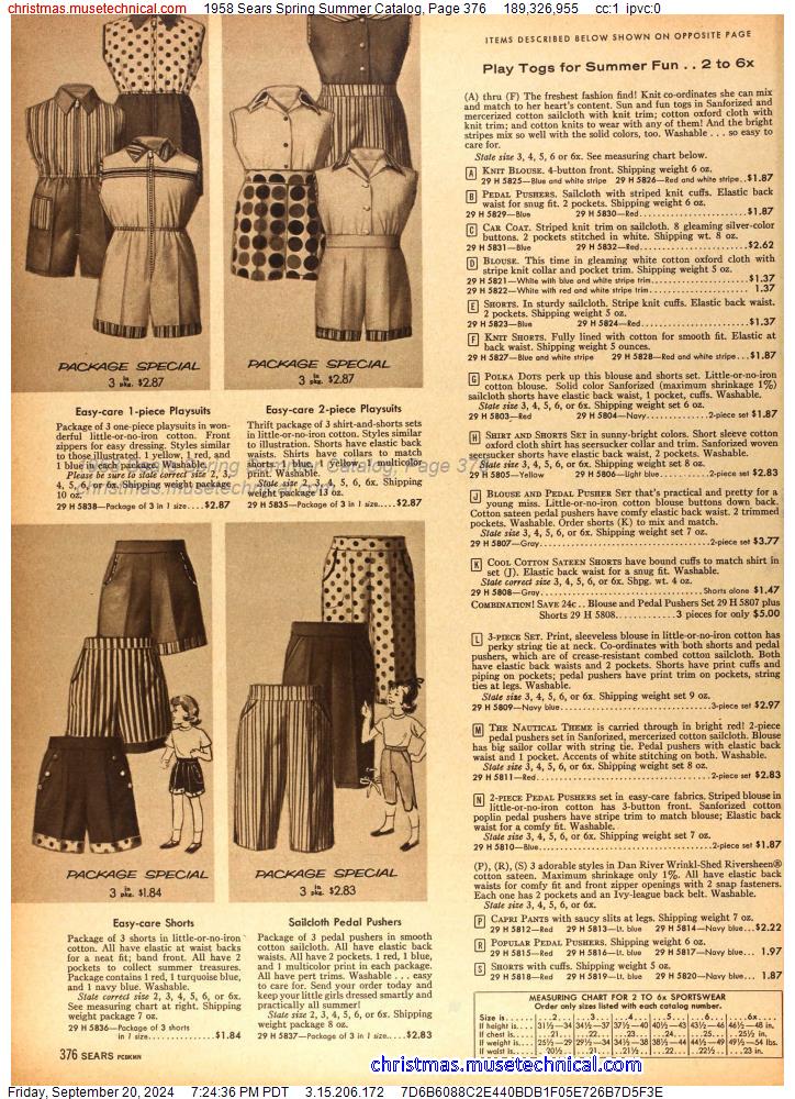 1958 Sears Spring Summer Catalog, Page 376