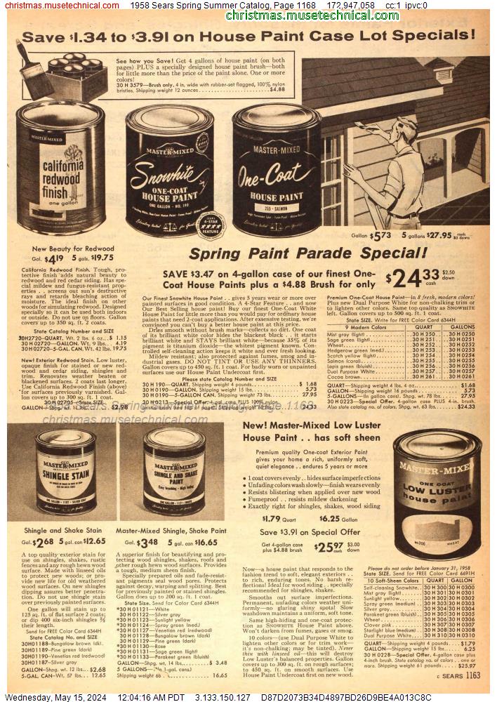 1958 Sears Spring Summer Catalog, Page 1168